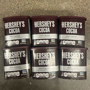 Hershey's Cocoa 100% CACAO Natural Unsweetened Powder 8 oz tub 6 PACK Ex/12/2027